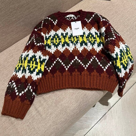 Celine Sweater Brown Mix Multicolor Wool - Picture 1 of 11